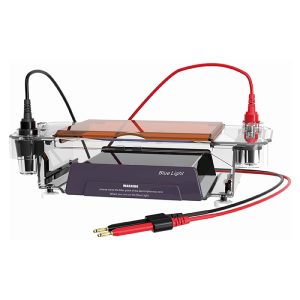 Célula de eletroforese horizontal com iluminador de luz azul